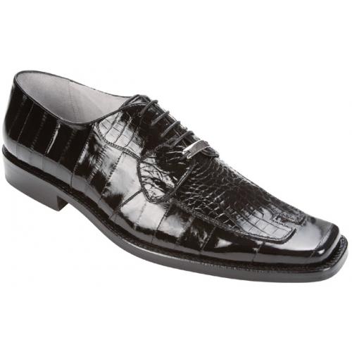 Belvedere "Dante 1210" Black Genuine Eel / Caiman Shoes